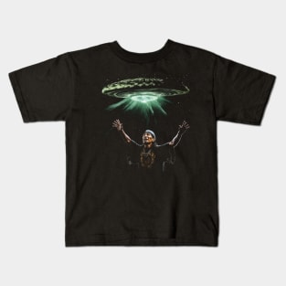 Trippy Native American UFO Alien Mushroom Meditation Kids T-Shirt